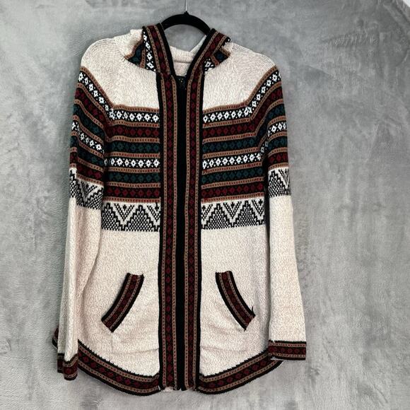 Artesania‎ Edm Peruvian Alpaca Wool Full Zip Hooded Sweater Southwestern Sz M - Picture 1 of 14